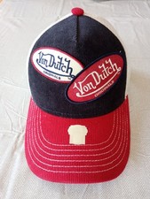 Von Dutch Originals Trucker Cap Snap Back Red Navy White Corduroy