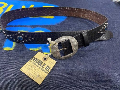 Rrl leather belt - belt, cabochon