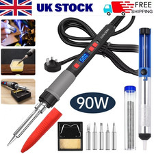 90W Soldering Iron Kit Electronics Welding Irons Solder Tools Adjustable WIRE UK