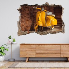 Yellow Vespa Parking Wooden