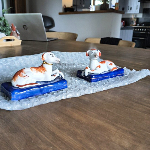 Pair staffordshire ceramic - staffordshire, dog