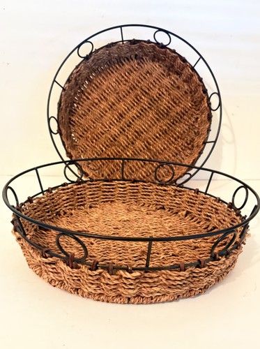 Woven wicker black metal - black,
