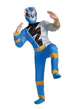Kids Blue Power Rangers Dino Fury Muscle Costume Boys Superhero Fancy Dress