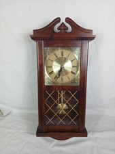 Vintage London Clock Company Wall Moubted Pendulum Clock Wood Brass Glass
