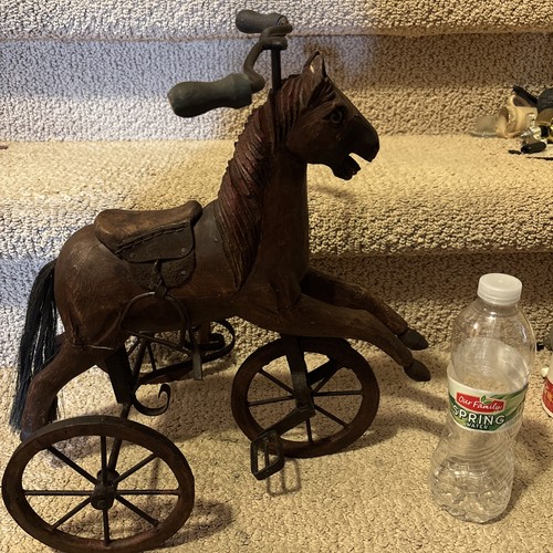 Antique wood iron horse - iron,