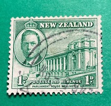 NEW ZEALAND 1D "Parliment House Wellington" KGVI green used