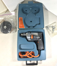 Vintage Black & Decker 3/8" Electric 7110 Drill w/ Case & Extras Good Condition