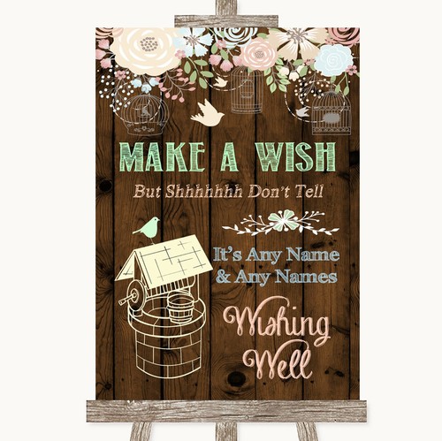 Rustic floral wood wishing - floral,