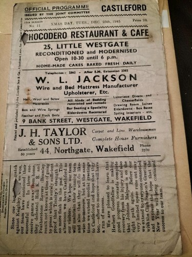 Vintage rugby league programme - vintage,