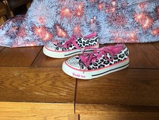 Skechers Twinkle Toes Size 13 US Girls Black Leopard Spots Sneakers EUC Light Up