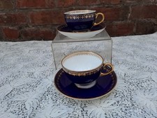 Vintage Ginori ,Italy Porcelain Cobalt Blue & gold cups and saucers