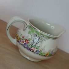 Vintage H & K Tunstall Floral Small Milk Cream Jug Gold Pink England 1930s/40s 