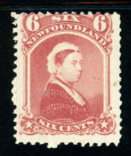 Canada 1870 Newfoundland 6¢ Widow Weeds QV Dull Rose Scott #35 Mint E54