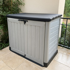 Keter Extra Large Outdoor Garden Patio Tool Storage Box Grey Cabinet Cupboard