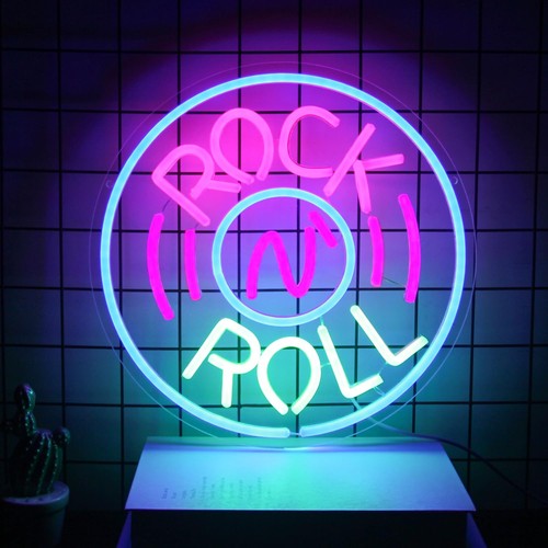 Rock and roll neon - and, sign