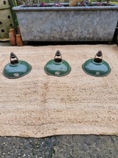 Antique Green Enamel Industrial Hanging Light Shade Rustic Factory Style