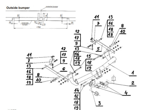 Swan neck tow - bar, for