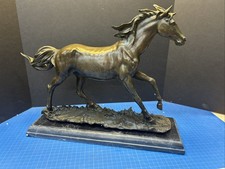Western Art Deco Bronze Marble Fine Horse Equine Steed Ornament Artwork - Read