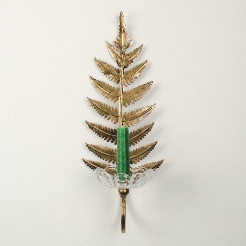 Gold fern candle - gold, sconce