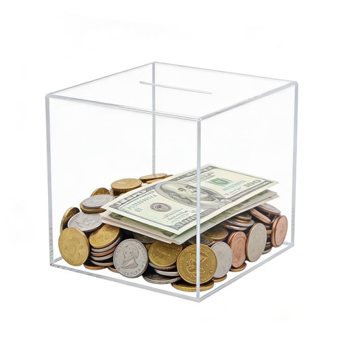 Transparent square money box - transparent,