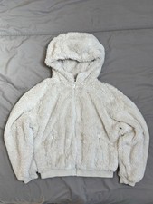 Primark Fluffy Cream Hooded Jacket Size Small