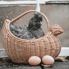 Egg Basket Multi Purpose Rattan Storage Basket Chicken Hen Shaped Woven Basket