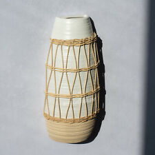 Ceramic Grey & Beige Rattan