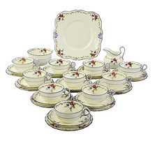 Tuscan China, 10 Place Floral Tea Set, Art Deco