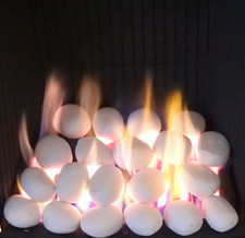 White Gas Fire Pebbles 20 Replacement Large Ceramic cast coals for Living Flame