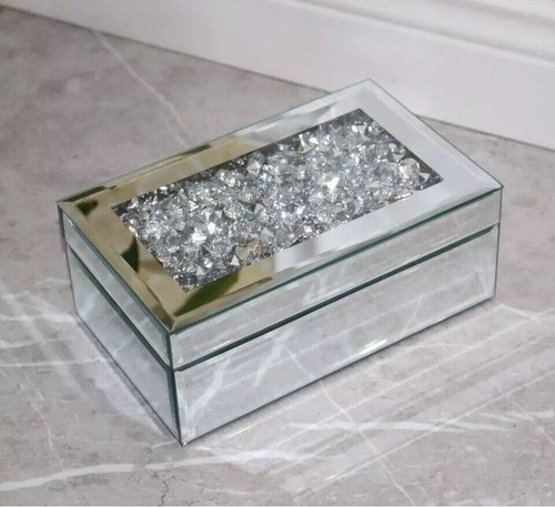 Silver jewellery box mirror - box,