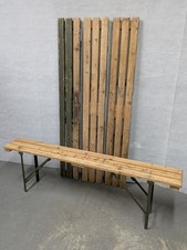Vintage Industrial Military Wooden Trestle Folding Bench Garden Pub Kitchen Cafe