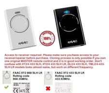 FAAC XT2-868-SLH-LR 787009, 7870091  Garage & Gate fob 100% Genuine