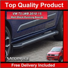 FITS VW T5 TRANSPORTER CARAVELLE 10-15 LWB BLACK SIDE STEPS RUNNING BOARDS BARS