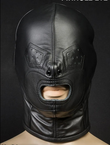 Custom rear zip leather hood - rear-zip,