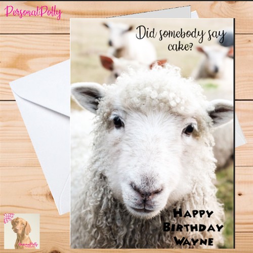 Personalised sheep card - personalised,