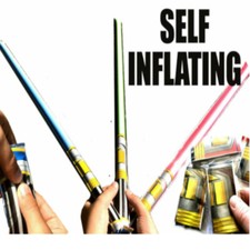 6 x Self Inflating Star Lightsaber 70cm Wars Party Bag Filler Toys Favours