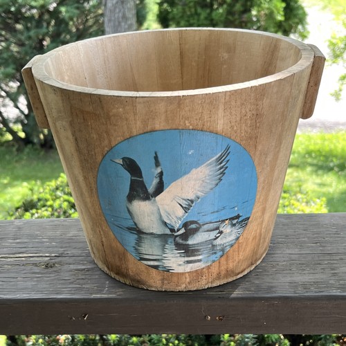Vtg wooden bucket water - wooden,