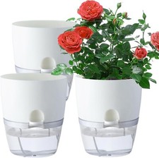 3pcs Flower Plant Pots, 15.3CM Self Watering Plant Pots with Large Water Storage