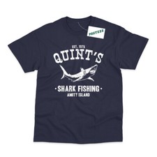 Quints Shark Fishing Inspired by Jaws Movie Printed T-Shirt - 2 Colours