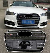S6 Style Gloss Black Front Grille Grill For Audi A6 C7 2016-2018