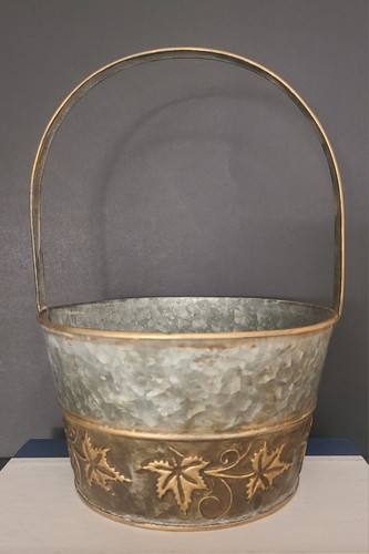 Galvanized metal basket - galvanized,