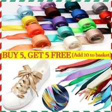1 Pair Flat Wide Shoe Laces Satin Ribbon Wedding Shoe Boots Strings Shoelaces