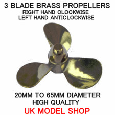 Model Boat Brass Propeller 3 Blade M4 Right Hand, Left Hand 20mm-65mm Boat Prop