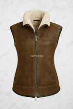 Sheepskin Vest For Women  Real Shearling Fur Gilet Vest Jacket XXS - 6XL