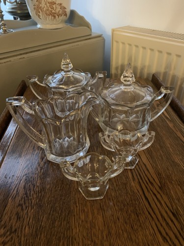 Chippendale glass jug bowls - glass,