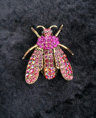 Statement bee brooch - brooch, pink