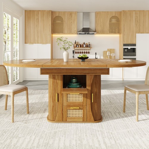 Round extendable dining table - round,
