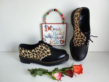 Dr Martens 1461 3 hole Leather leopard hair print black shoes UK8 EU42 US10
