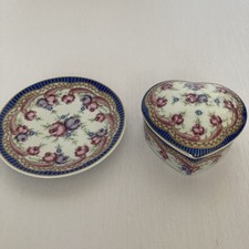 John Jenkins Porcelain Japanese Trinket Dish Flower Design & Heart Trinket Rare