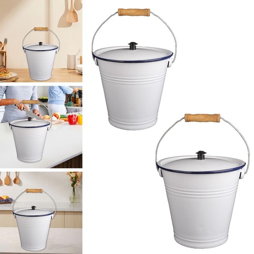 Enamel bucket with - bucket, lid